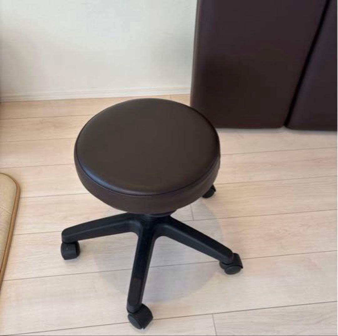折りたたみ マッサージベッド 木製ダークブラウン スツール ブラウン丸椅子付き