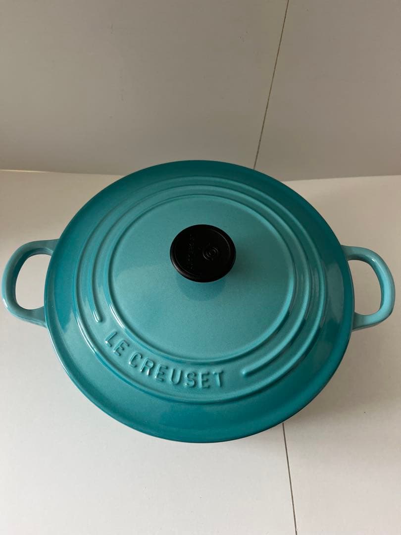 廃盤　限定色　ルクルーゼ　ココットロンド　22cm カリビアンブルー