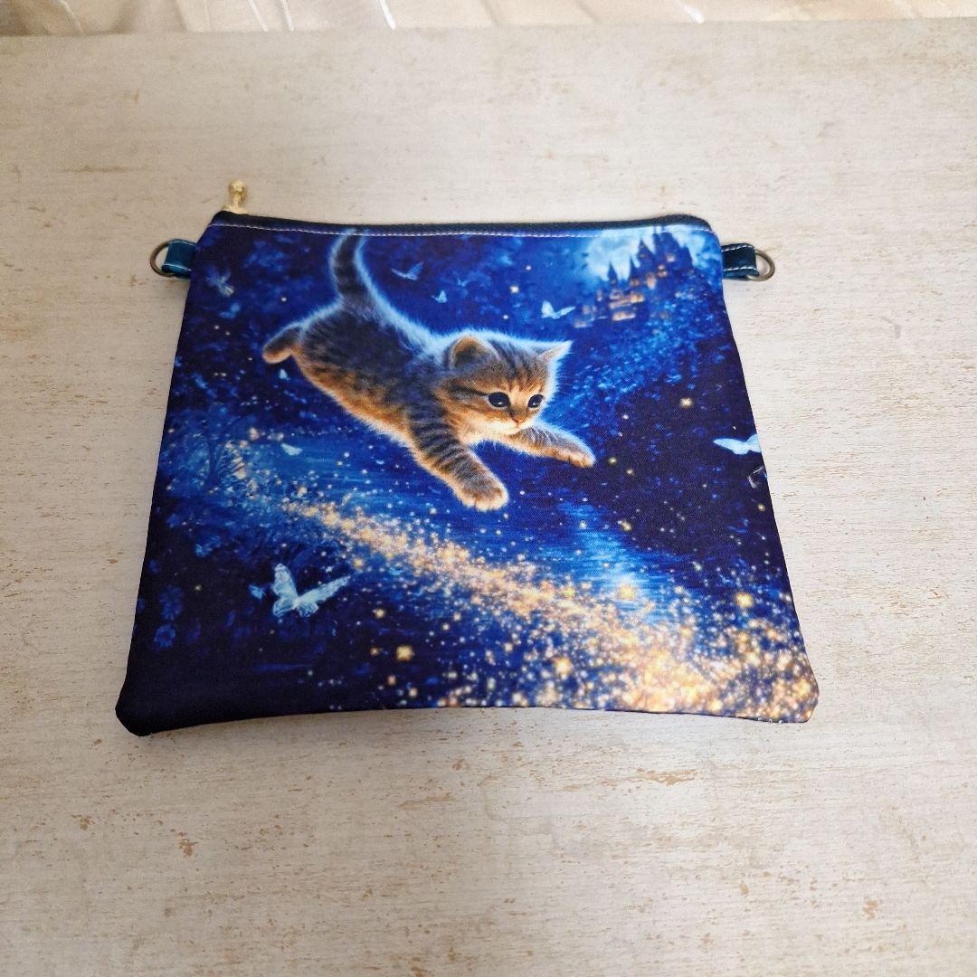 ねこパネル生地　ハンドメイド　ミニバック　ポーチ