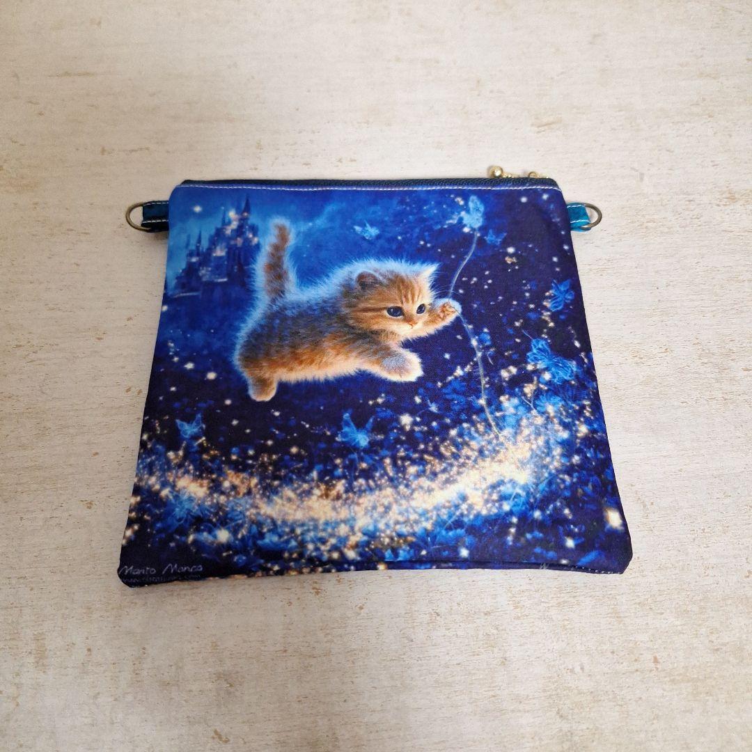 ねこパネル生地　ハンドメイド　ミニバック　ポーチ