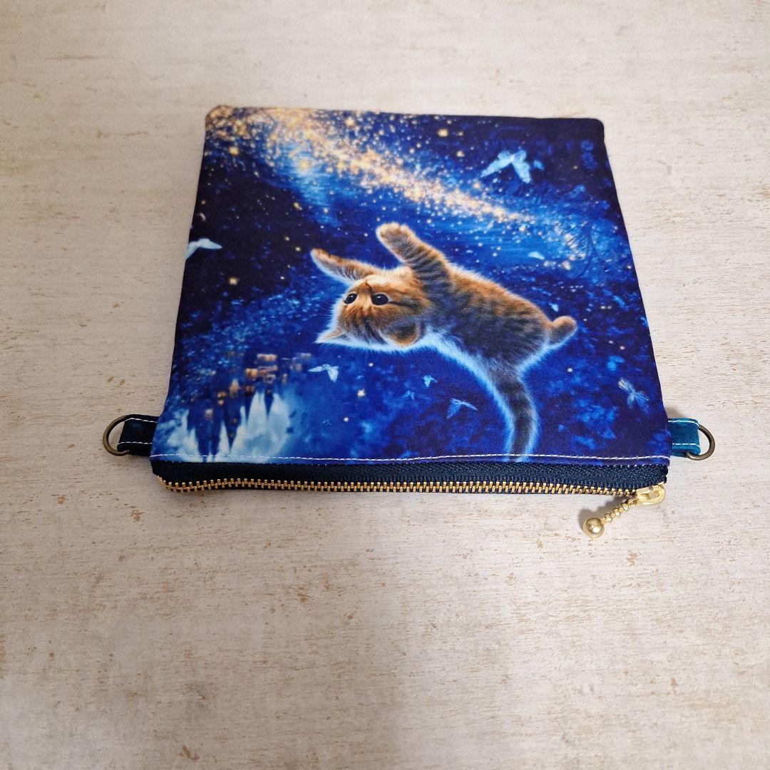 ねこパネル生地　ハンドメイド　ミニバック　ポーチ