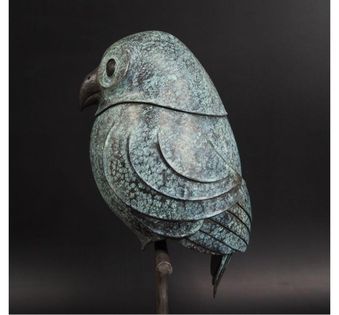 misafafa　送料無料　鍛金作家　嵯峨卓作　フクロウ　高36ｃｍ