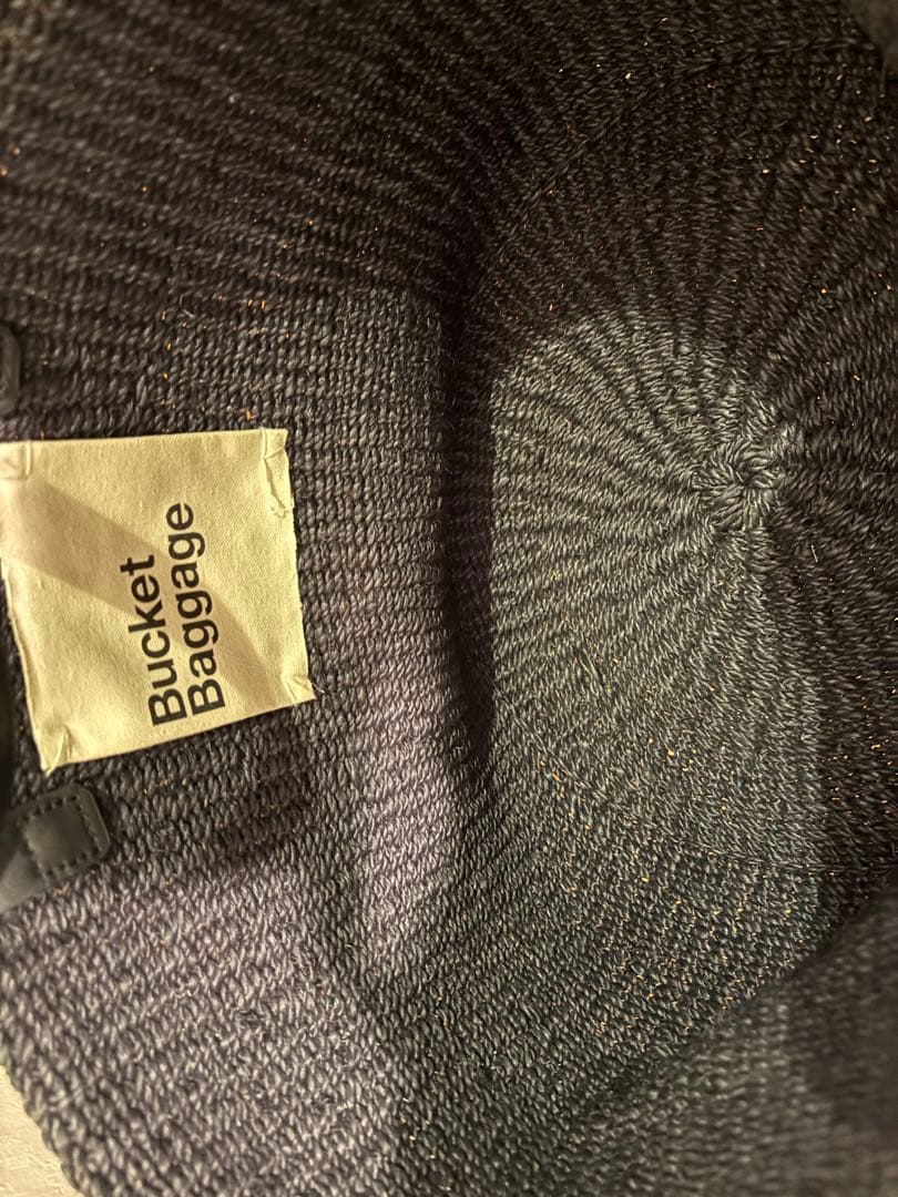 Backet Buggage かごバッグ　アバカ素材/牛革　ブラック