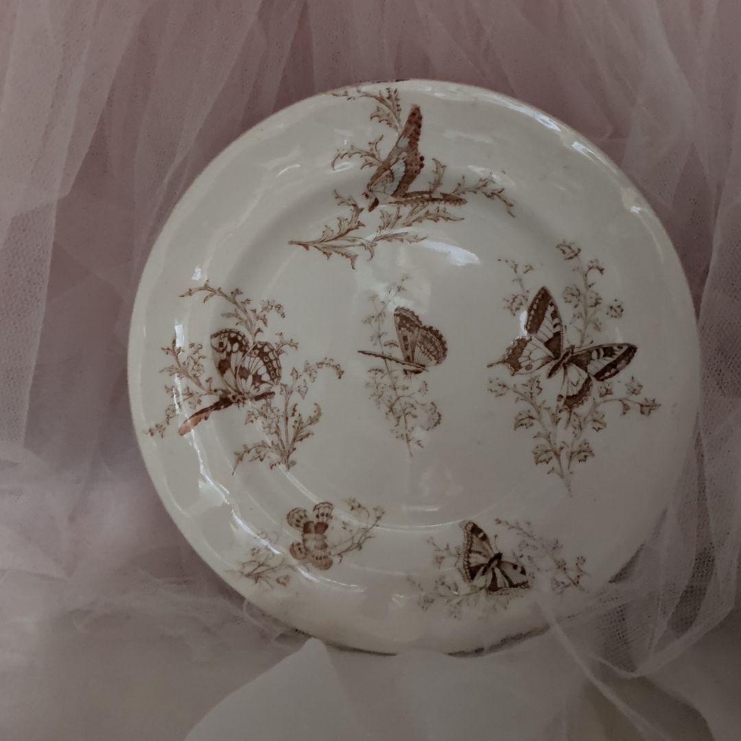 Luneville KG 花リムデザートプレートフランスアンティーク・レア　蝶