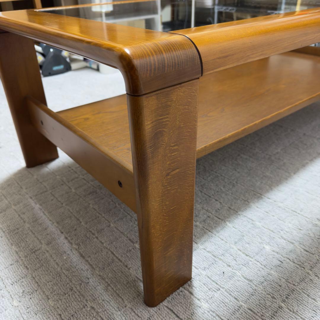 B045 karimoku カリモク センターテーブル ガラストップ レトロ