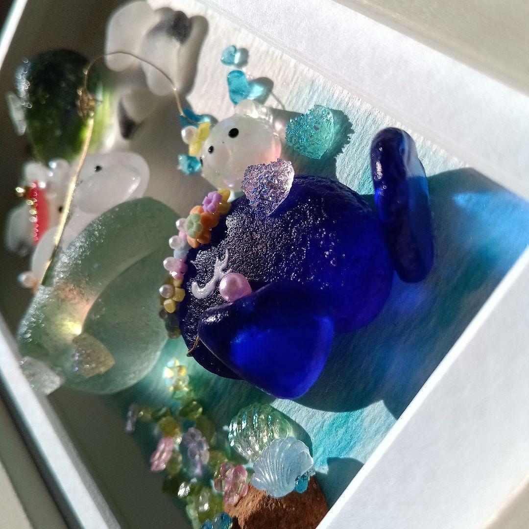 シーグラスアート　♡きみとともだち♡　うさぎちゃん＆くじらさんver.