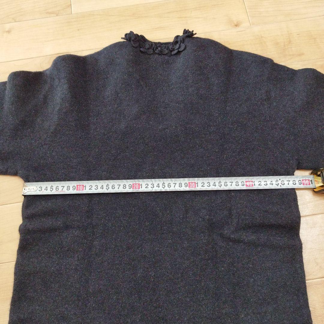 【115】45R　フロート縮絨　フリル ウール　ニット セーター お花　長袖