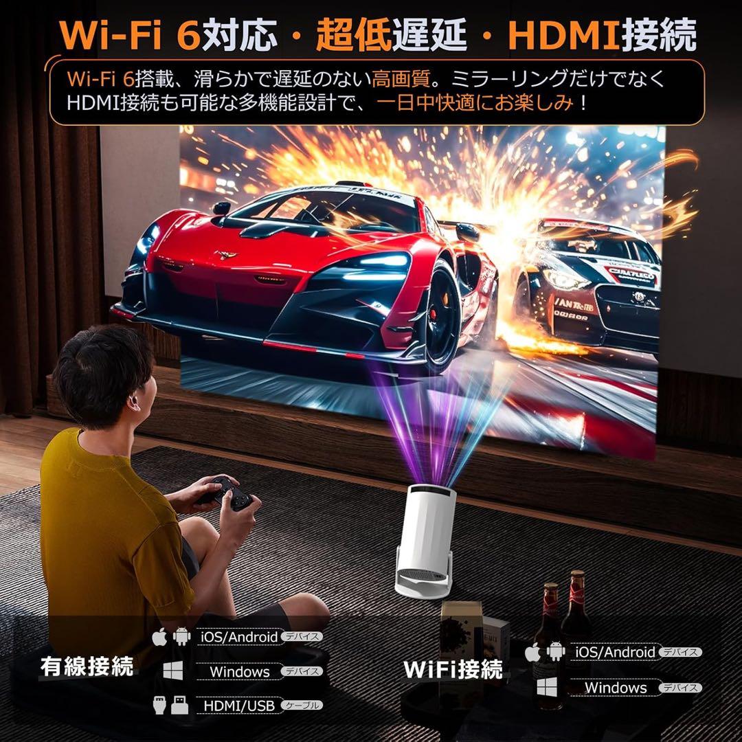 プロジェクター 家庭用　Android TV搭載270°回転・4K対応プレゼント