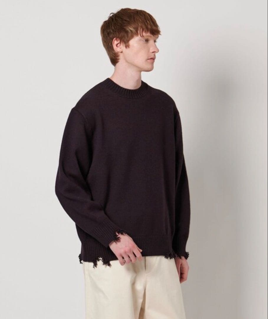 ＜LOEFF＞5ゲージ ダメージ ニット プルオーバー UNISEX