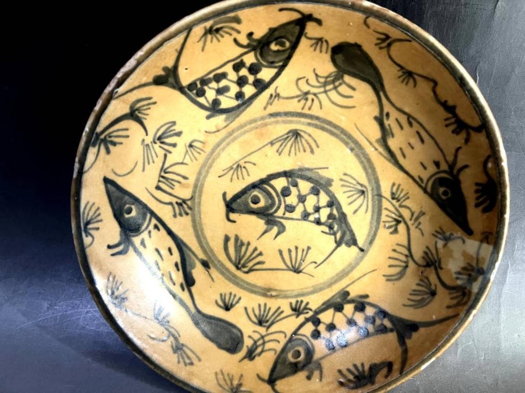 皿■染付魚紋 支那皿 古皿 古玩 唐物 中国 古美術 時代物 骨董品■