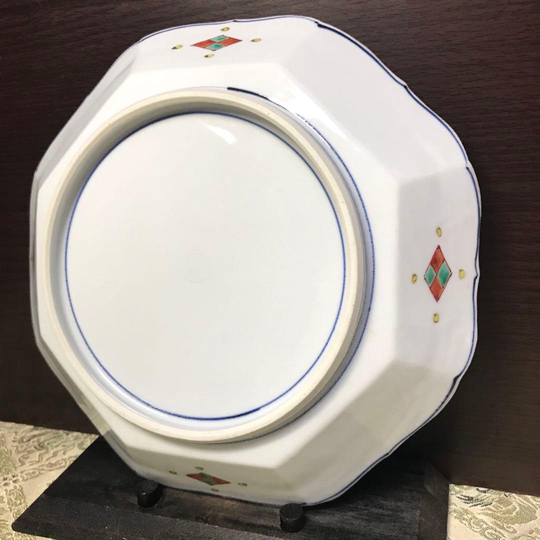 未使用保管品✨清水焼 雲泉 染付間取草花紋 八角皿✨皿 加藤雲泉 中皿 雲泉