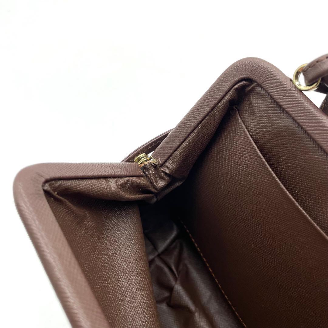 【極美品】バーバリー　ショルダーバッグ　がま口　ホースロゴ　キャンバス　玉虫色