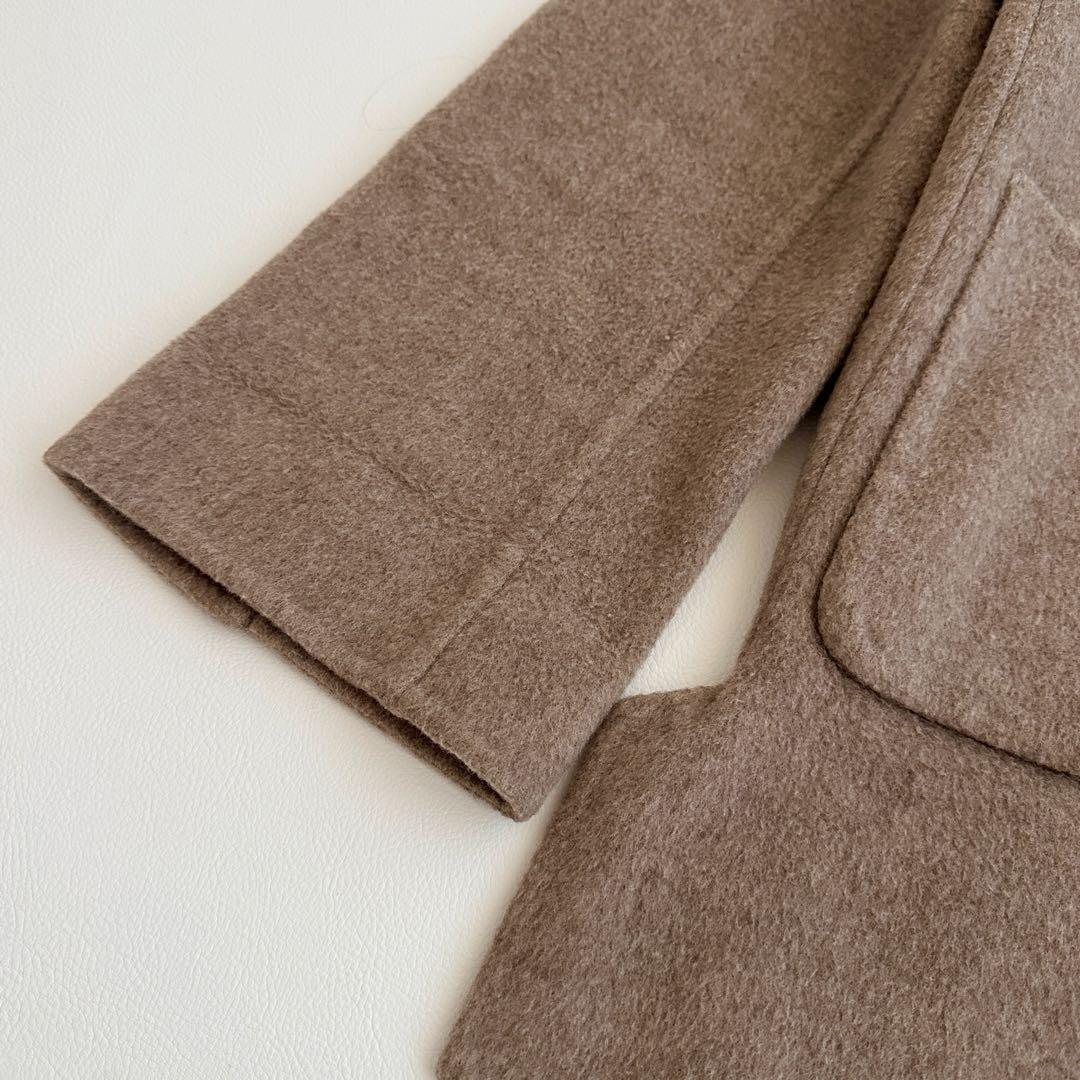 Spick & Span ノーカラーリバーコート ミドル丈 ウール ベージュ