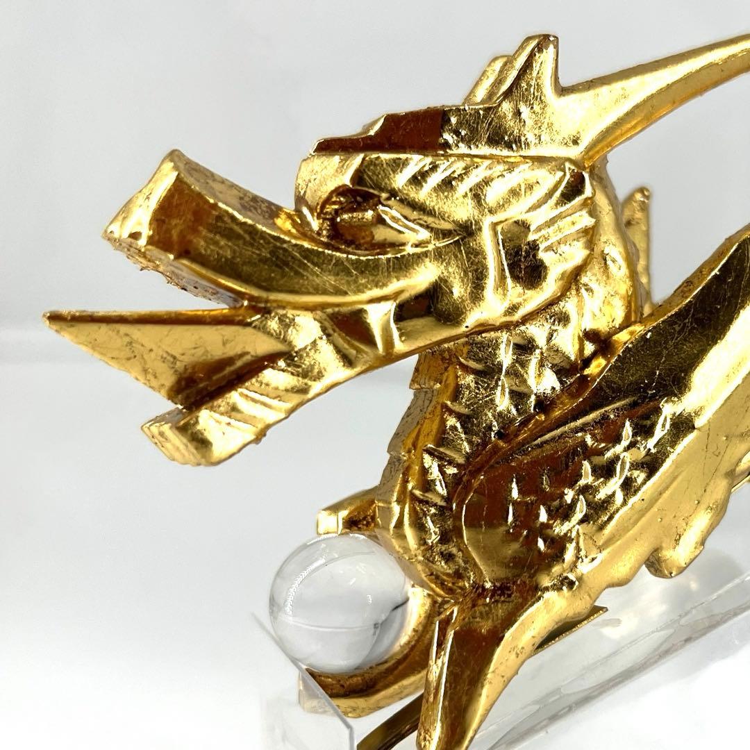 端午の節句　飾竜頭木彫金箔張り水晶玉付き