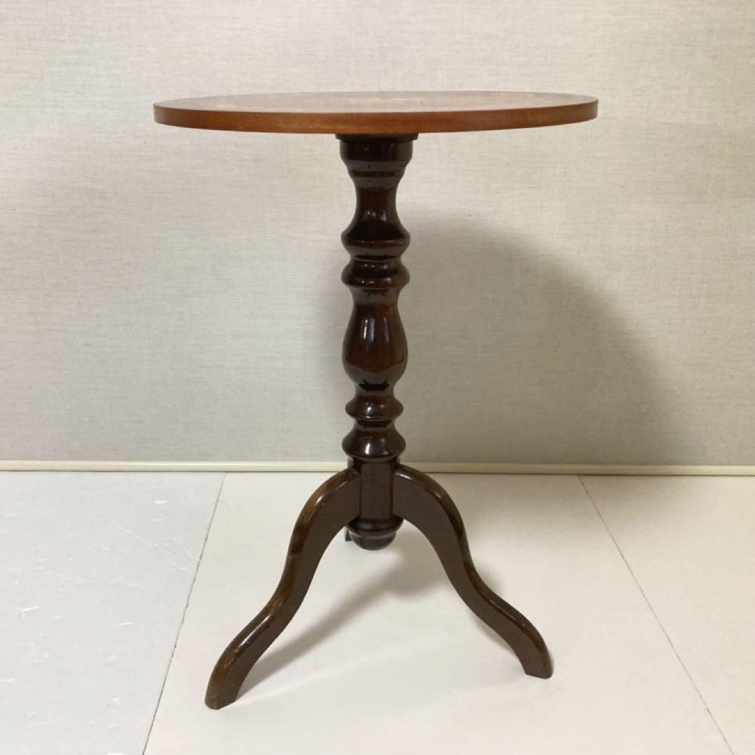 イタリア製 象嵌細工 コーヒーテーブル 丸テーブル サイドテーブル 木製 レトロ