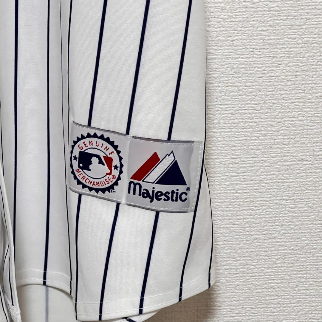 55番 USA製 MLB Majestic ヤンキース ベースボールシャツ 松井