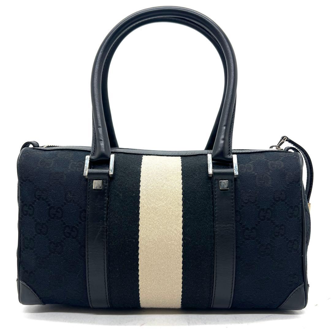 【極美品】グッチ ミニボストン ハンドバッグ GG キャンバス レザー 保存袋付