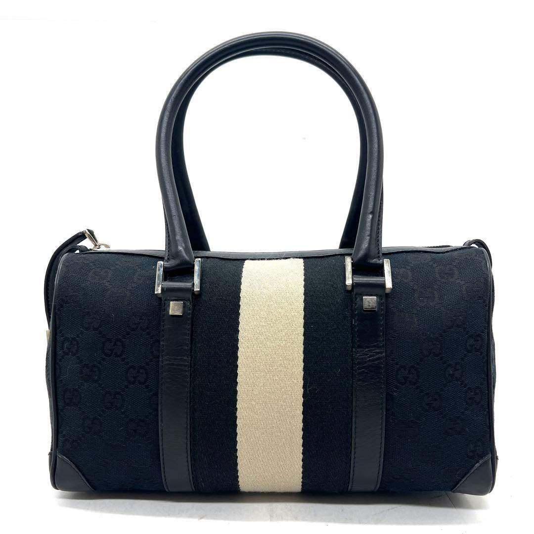 【極美品】グッチ ミニボストン ハンドバッグ GG キャンバス レザー 保存袋付