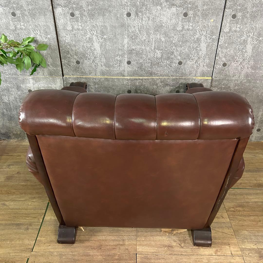 ꧁カリモク家具 karimoku꧂オールドカリモク 1Pレザーアームソファ