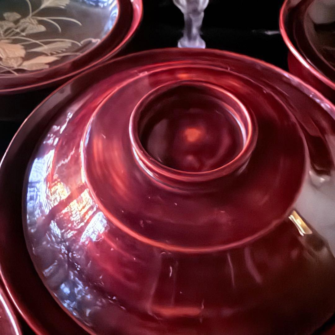 2244様感謝‼️感謝価格‼️超絶JAPAN蒔絵あけぼの❌黒 秋草蒔絵　茶懐石椀5客