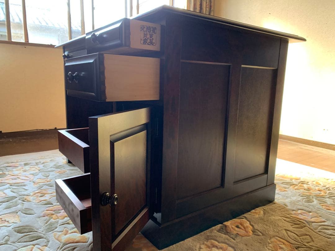 ①北海道民芸家具 片袖机　学習机