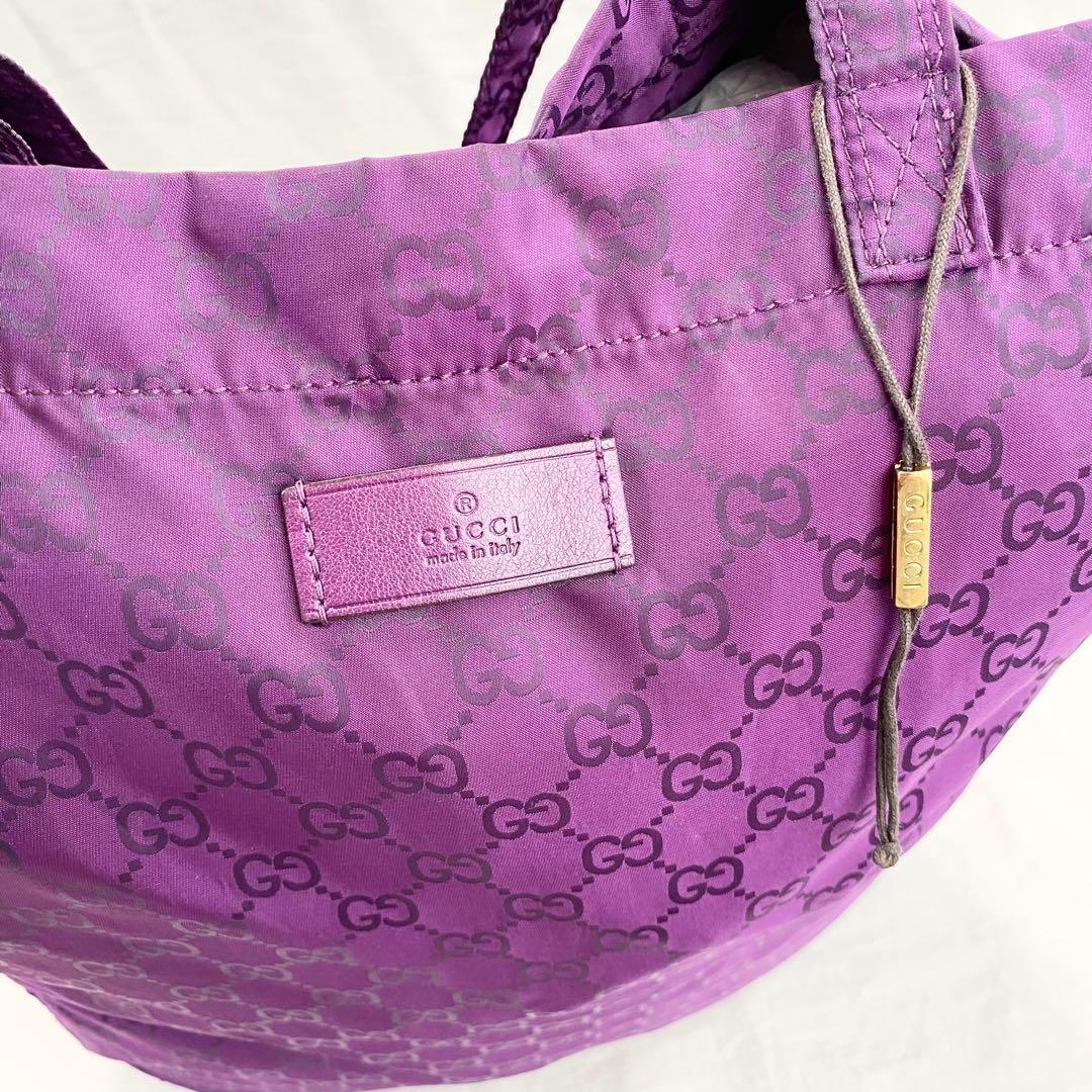 極美品✨ グッチ GUCCI GGナイロン トートバック エコバック パープル