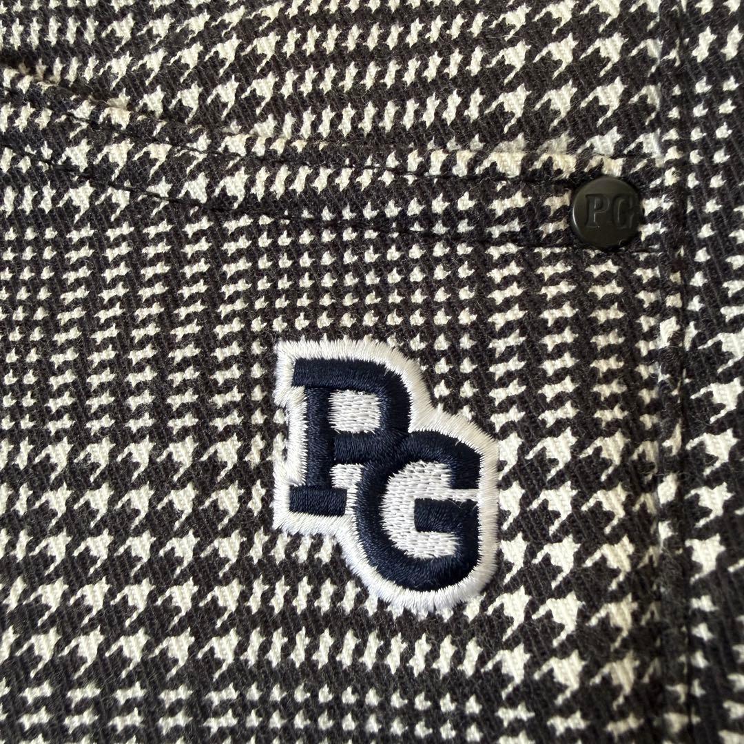 防寒　裏地付き　パーリーゲイツ　パンツ　M〜L相当　チェック　千鳥格子　黒　白