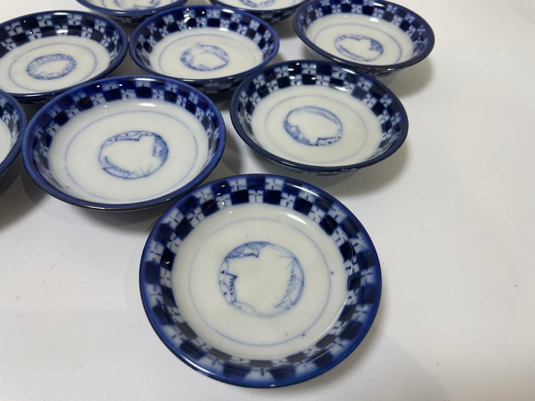 【現状品】古伊万里 青 染付 蓋付飯碗9客 レトロ アンティーク