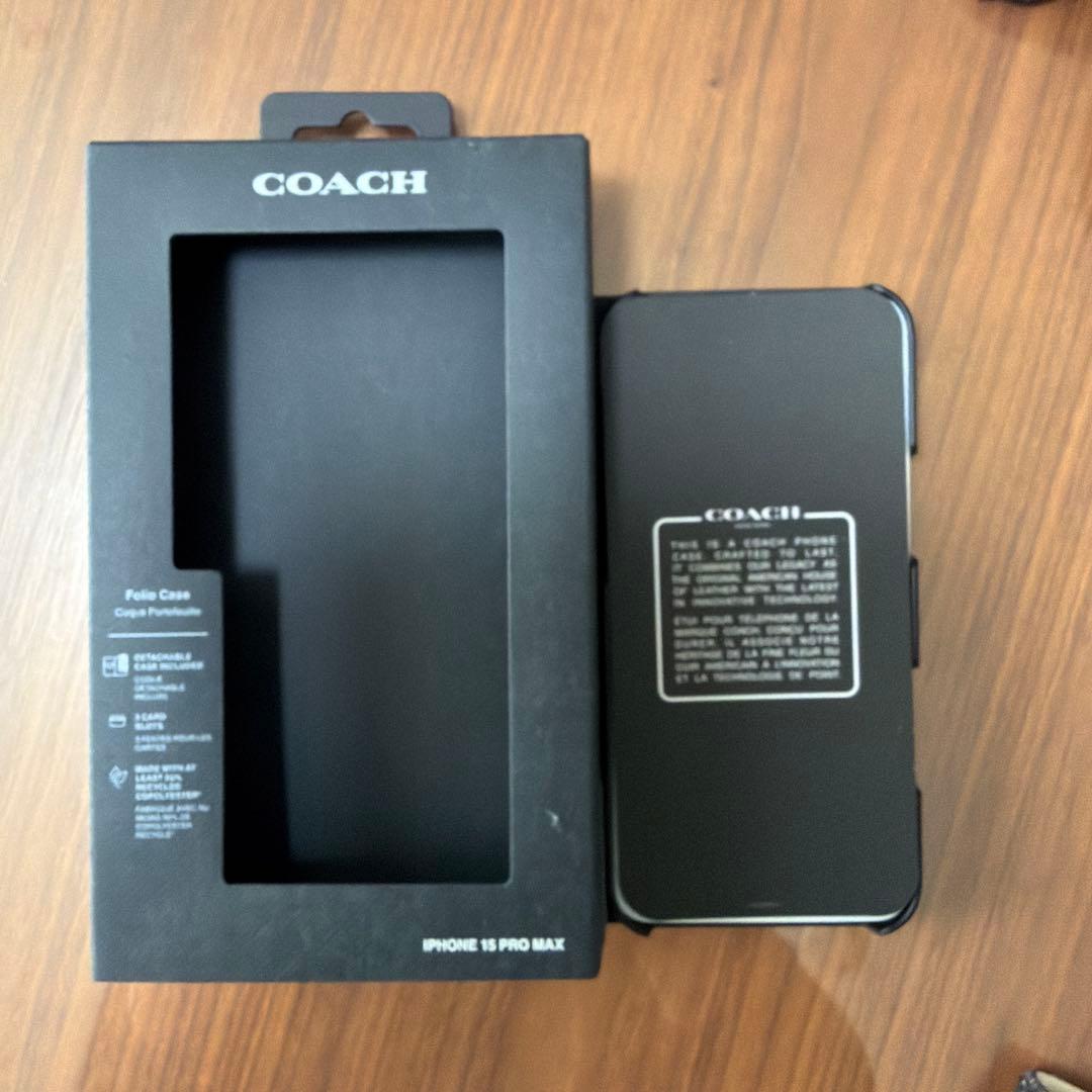 COACH iPhone 15 Pro Max 手帳型ケース ブラック
