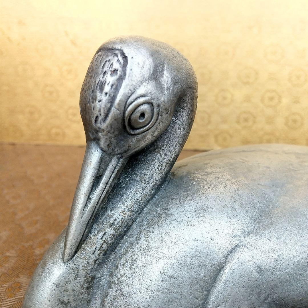 【お値下げしました！】巣籠る鶴　白銅製　中川清作　置物　共箱