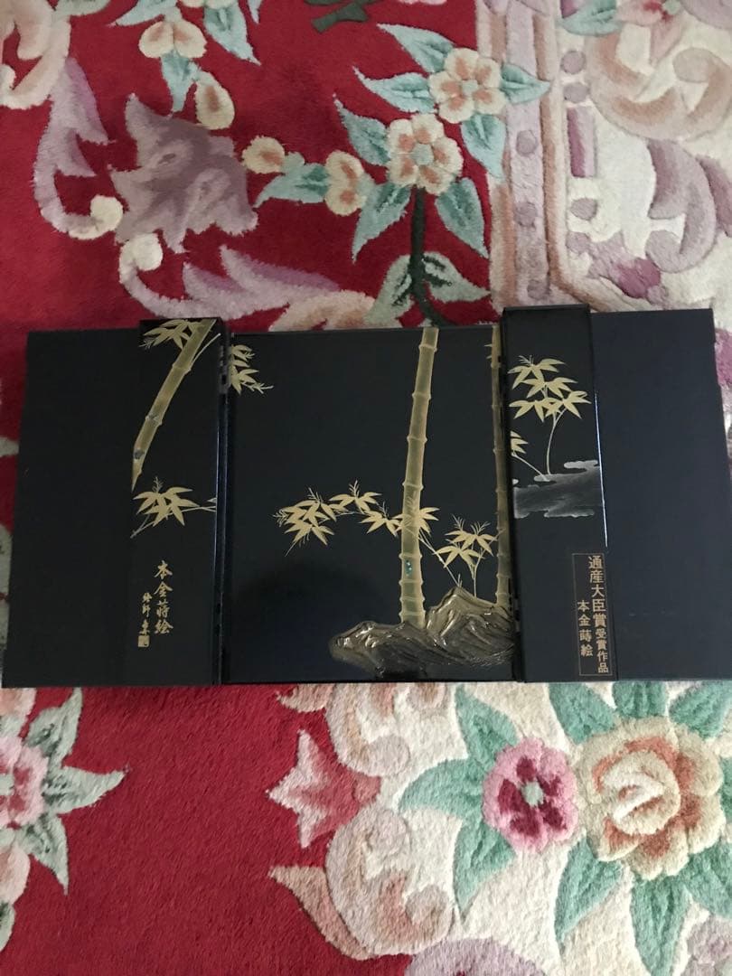 初代石川潤平 木目込　雛人形 鶴亀雛 本金蒔絵黒屏風