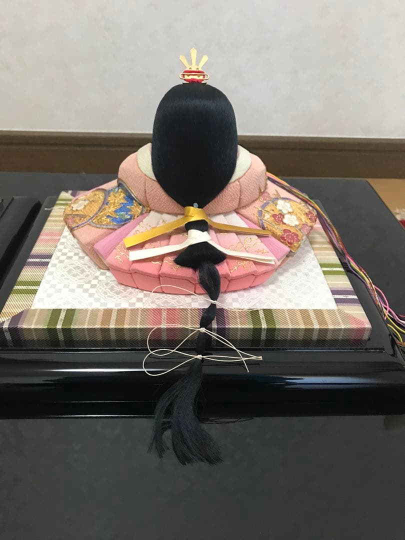 初代石川潤平 木目込　雛人形 鶴亀雛 本金蒔絵黒屏風