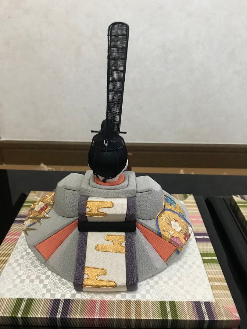 初代石川潤平 木目込　雛人形 鶴亀雛 本金蒔絵黒屏風