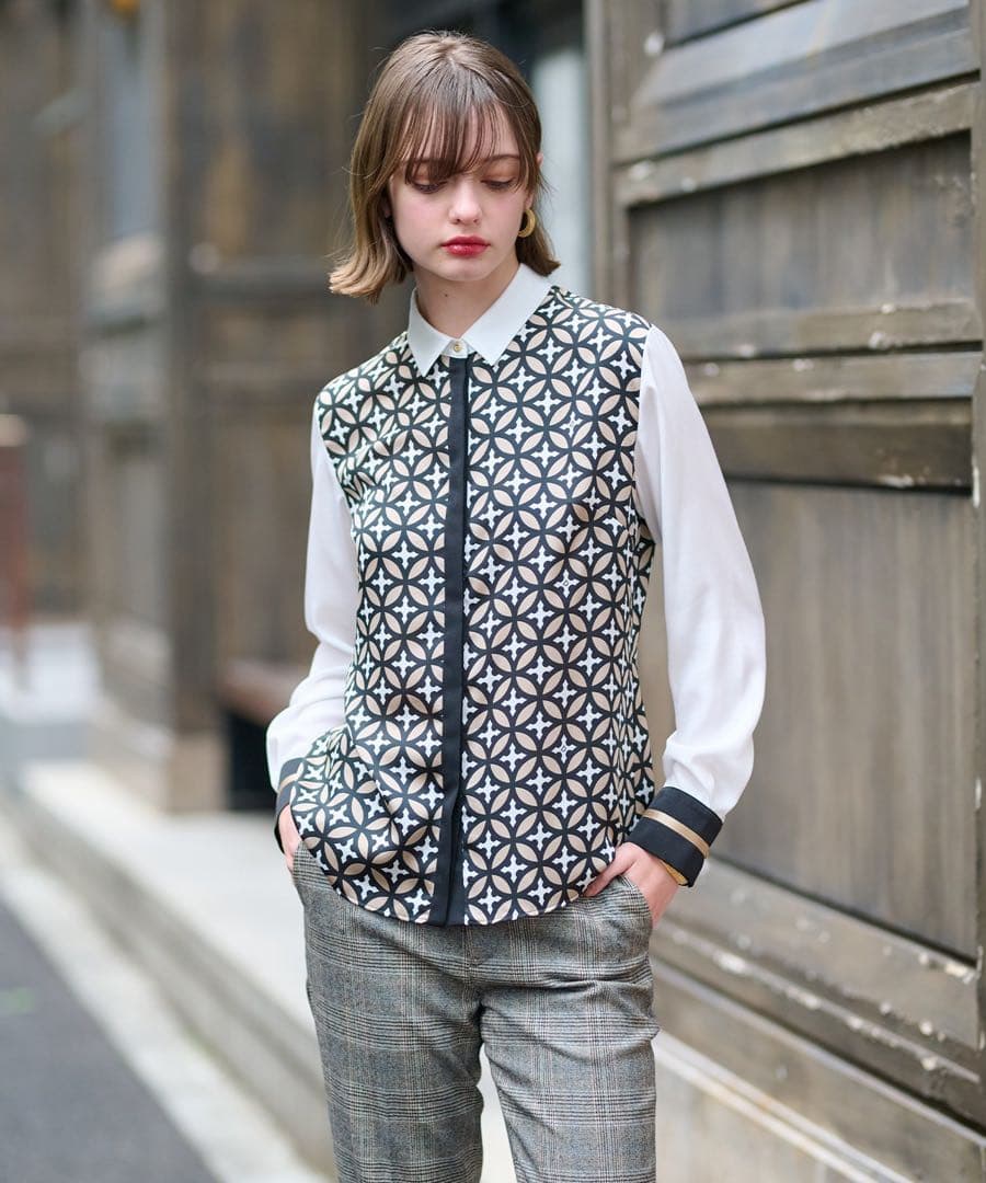 新品・未使用　DRESSTERIOR オーバーラップサークルシャツ　幾何学模様