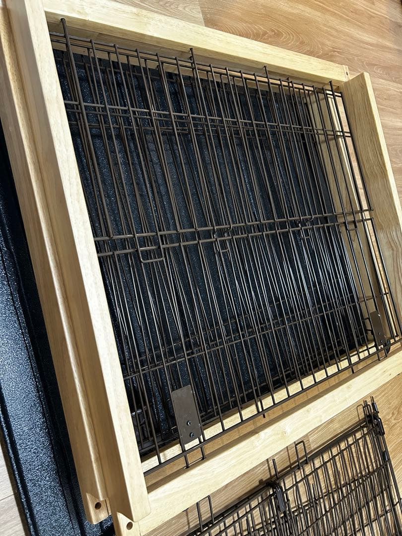 Richell 犬用ケージ 木製スライドペットサークル ワイド 屋根面つき