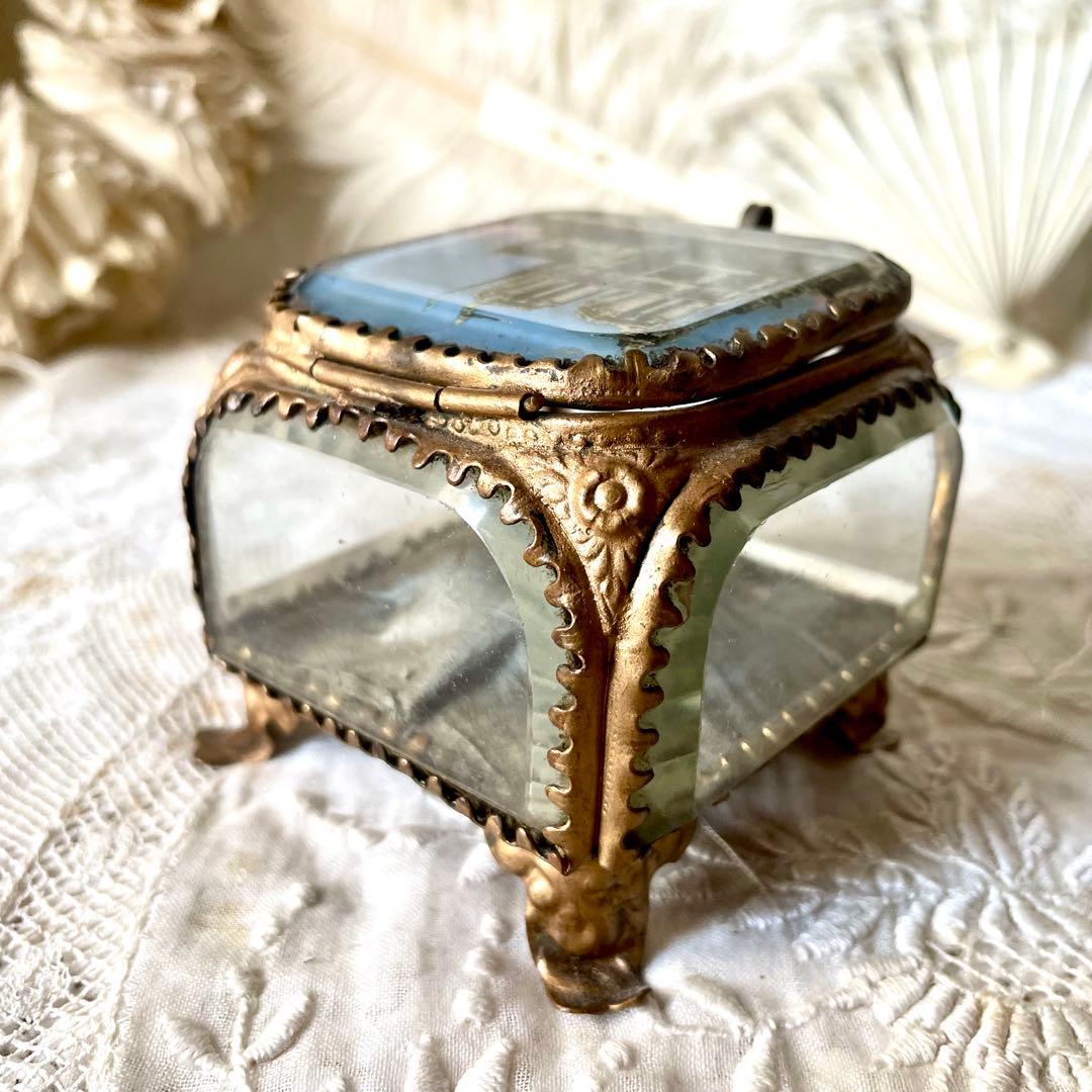 ノートルダム大聖堂ベベルガラスジュエリーボックス　ケース　フランスアンティーク