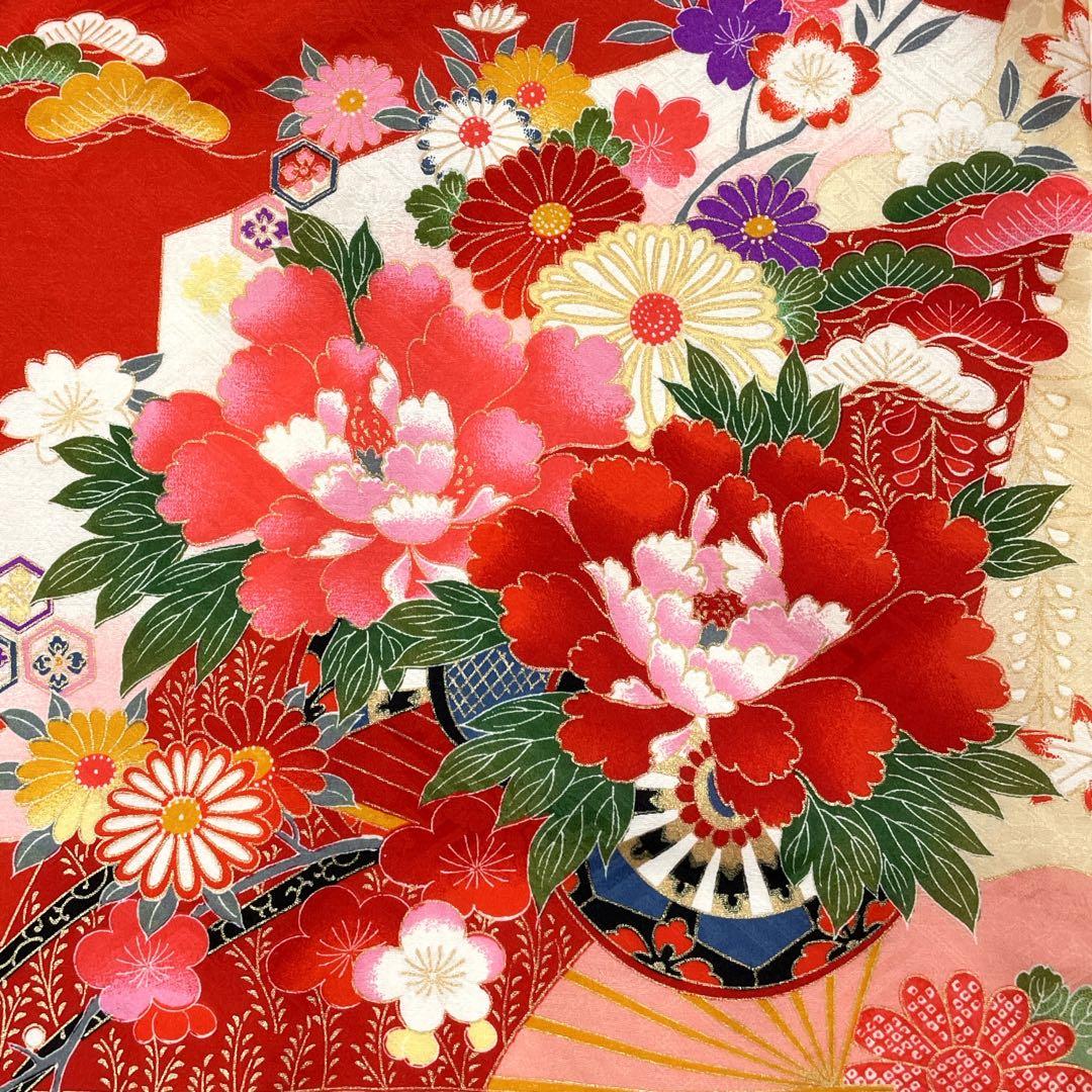 ◎mk-3497　七五三　女の子　着物・襦袢・帯揚げセット　3歳　　12-15