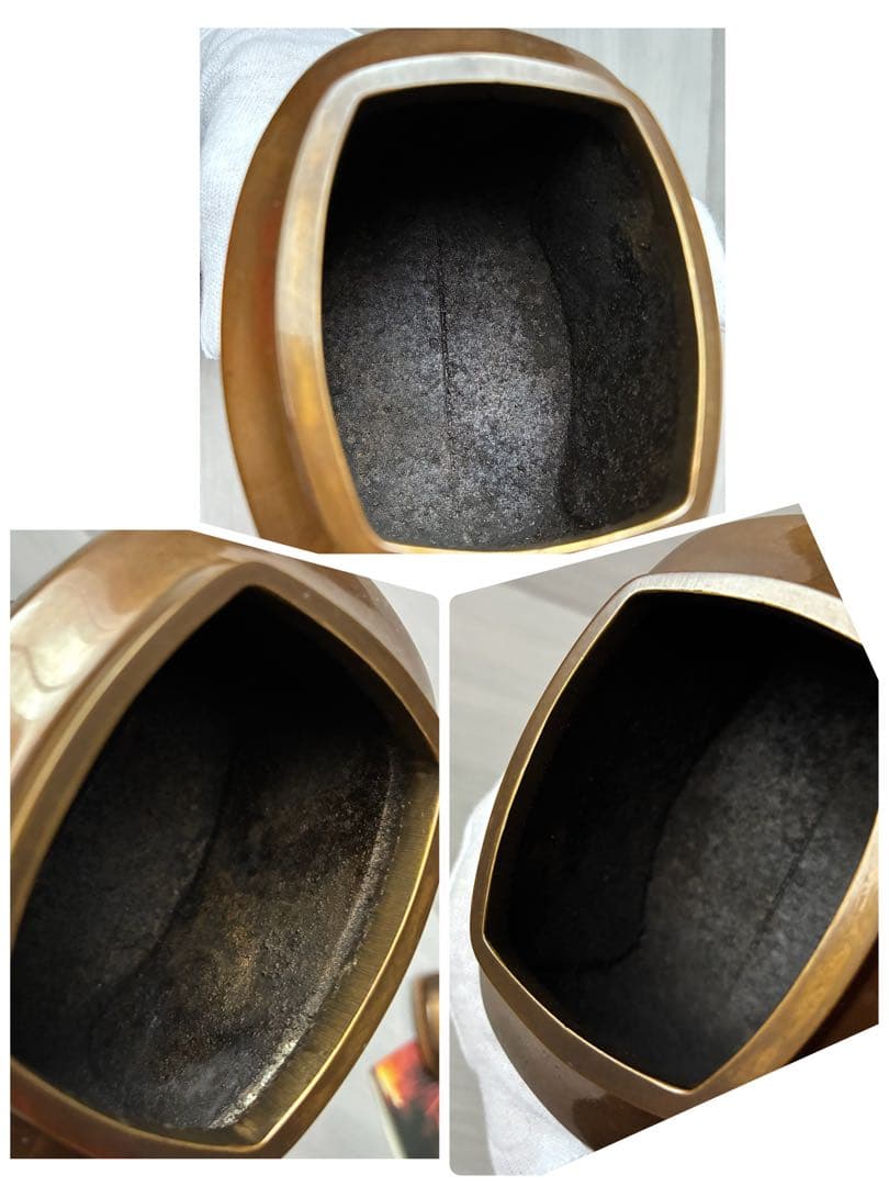 香炉　青銅製　獅子　孔雀　三足　高岡銅器　瑞峰作　茶道具　香道具　お香付き