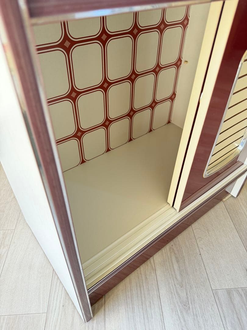 sion 昭和レトロ レトロポップ 食器棚 ガラスキャビネット 木製