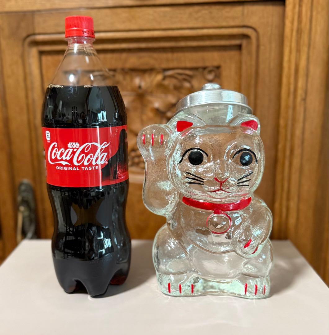 ビンテージ瓶、クリア招き猫、美品、即購入OK、すぐに匿名発送いたします