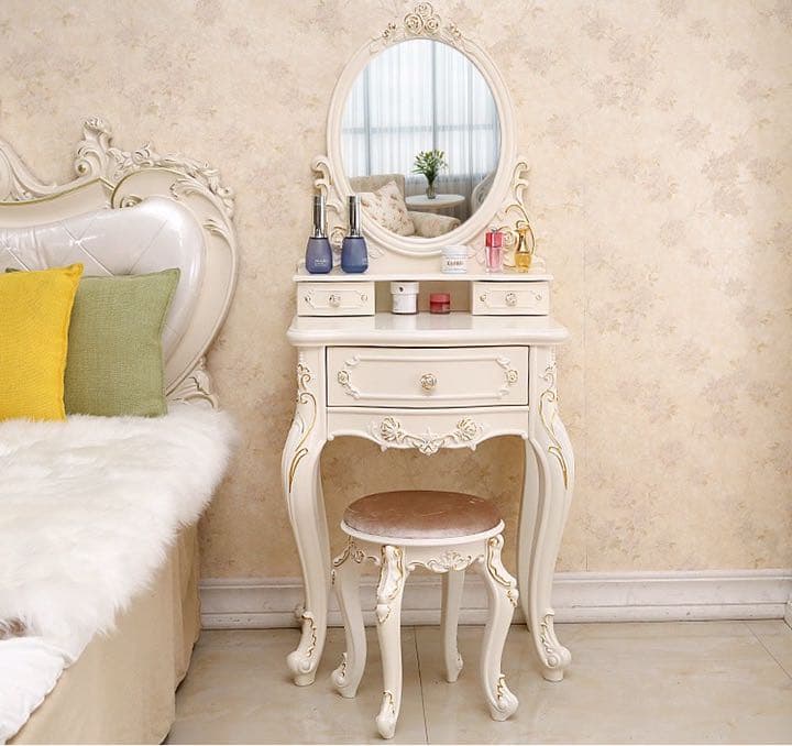 調節可LEDミラースツール シルバー ゴールド