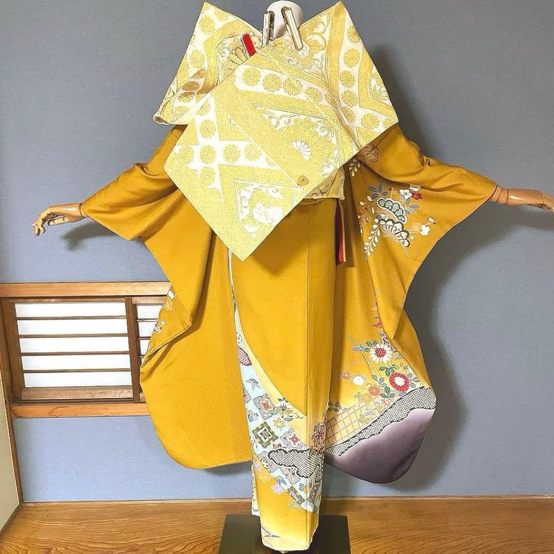 振袖フルセット　手描き友禅　成人式振袖　振袖　裄丈71