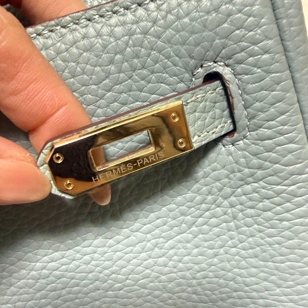 ブルー レザーハンドバッグ