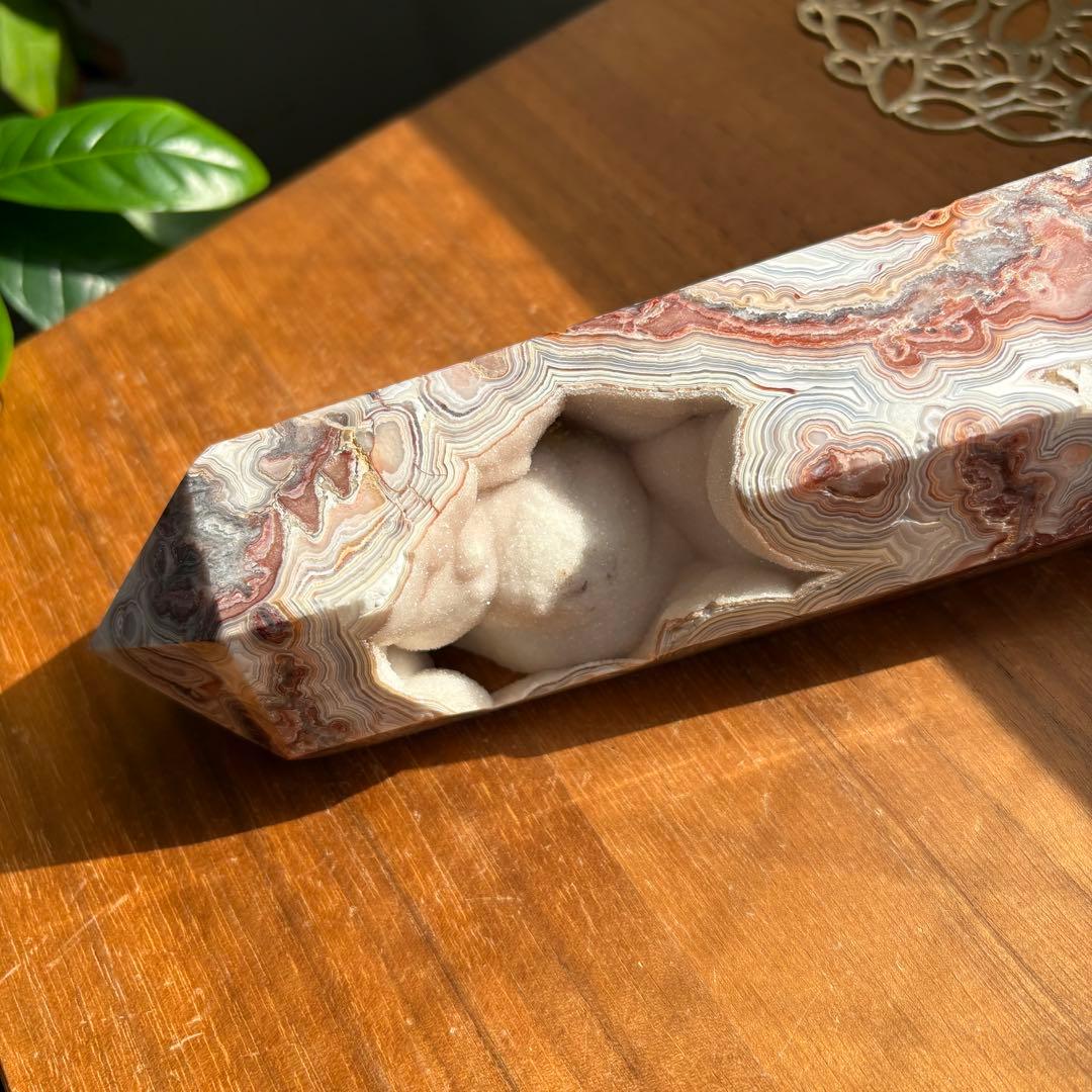 高品質 天然石 メキシカンクレージーレースアゲート タワー約23センチ