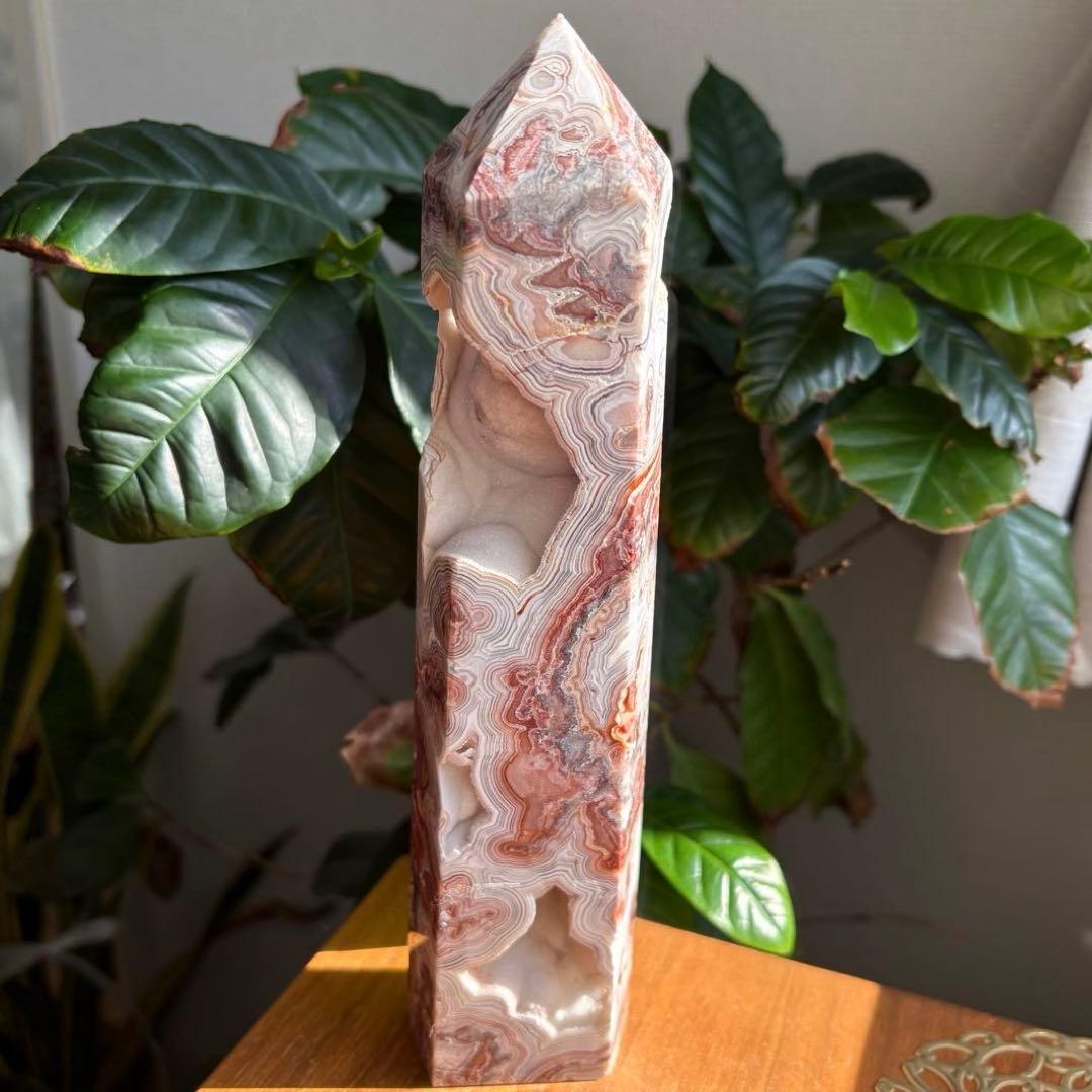 高品質 天然石 メキシカンクレージーレースアゲート タワー約23センチ