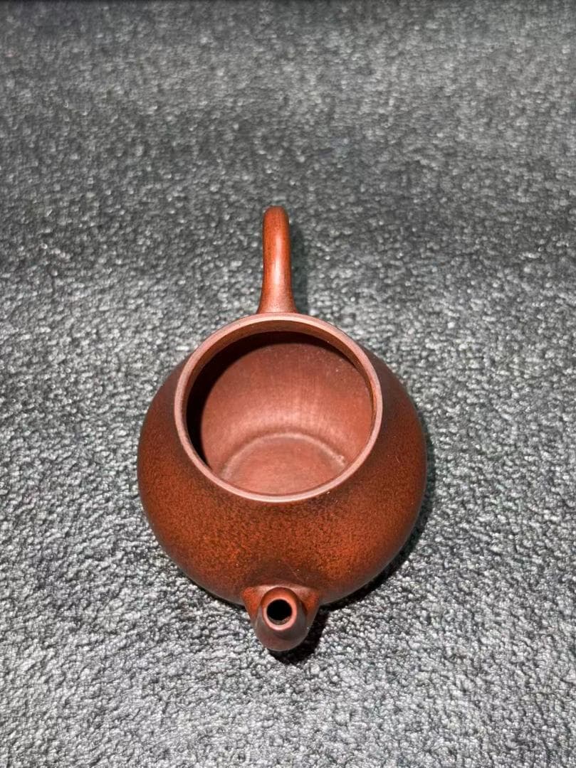 【孟臣 底款 刻漢詩 自有一山川】紫砂壷 朱泥 段泥 煎茶道具 急須 単孔口