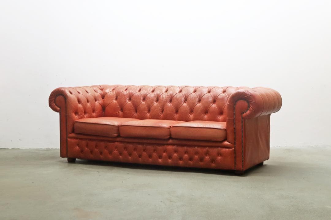 イギリス DISTINCTIVE チェスターフィールド 3Pソファ ヴィンテージ