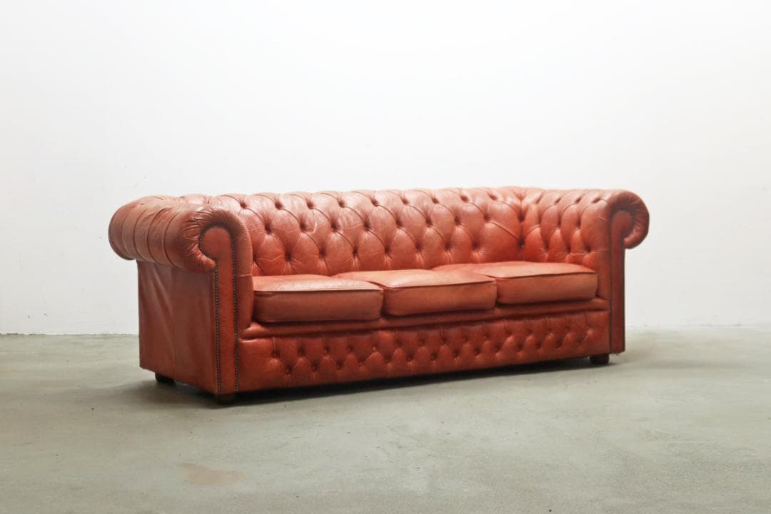 イギリス DISTINCTIVE チェスターフィールド 3Pソファ ヴィンテージ