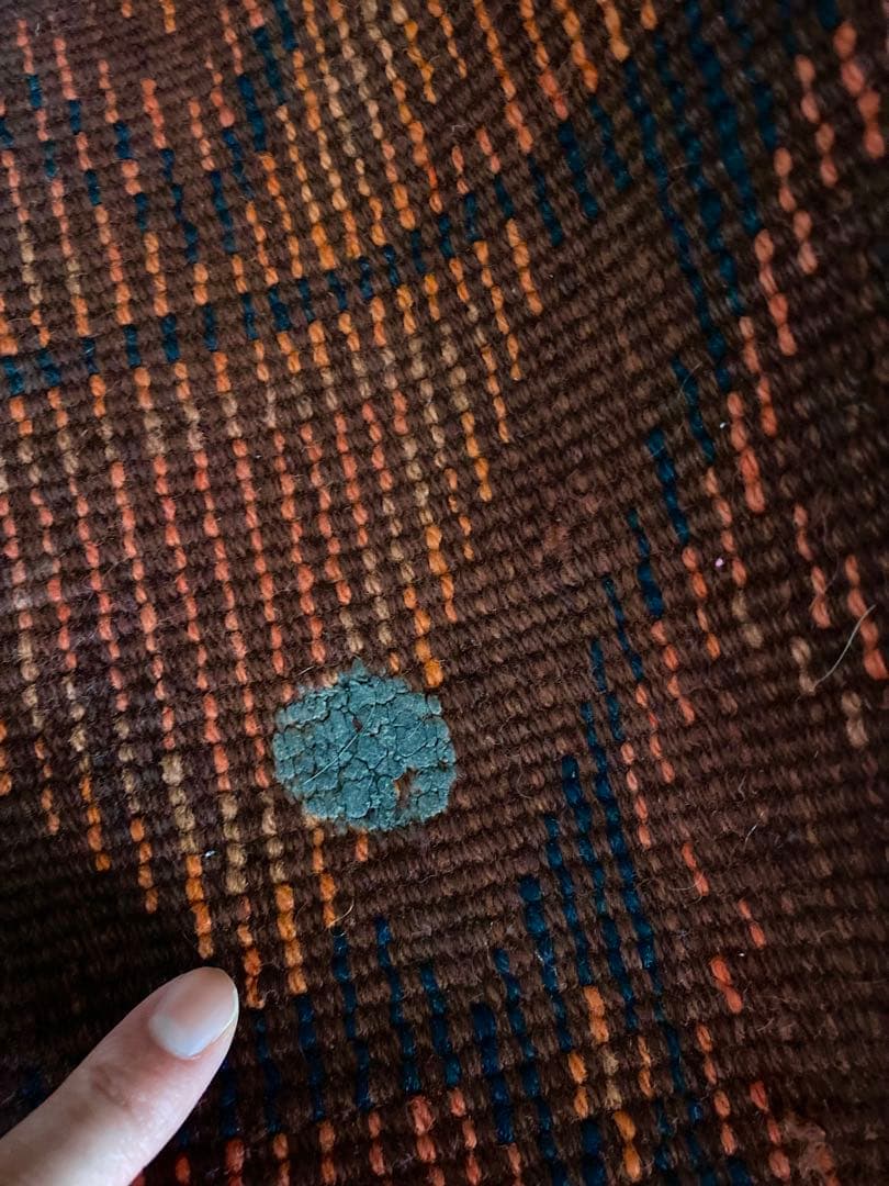 オレンジブラック　超ロングランナーラグ　ヴィンテージラグ　トルコラグ