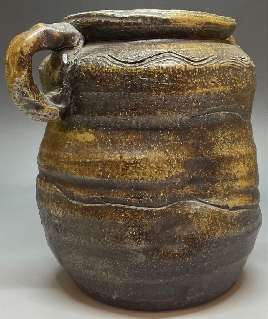 古備前　波状文　窯印　耳付水指　耳付花入　双耳水指　双耳花入　b6220